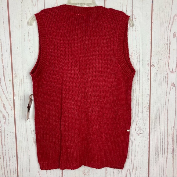 Vintage The Villager M Medium Hand Knit Ugly Christmas Sweater Vest Button NOS - Picture 7 of 8